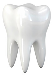 3D Tooth Symbol - Realistic Molar or Incisor Dental Icon Isolated on Transparent Background (PNG)