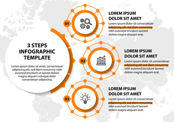 Infographic template with icons and 3 options or 3 steps. Can be used for workflow layout, diagram, timeline, banner, webdesign, business report, presentation. Vector illustration.