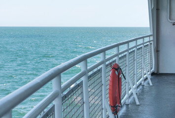 woods hole Ferry railing and Nantucket Sound