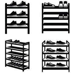 ShoeRack Vector Shilhouette Bundle Set Collection