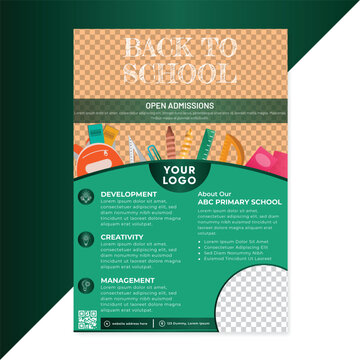 Flyer brochure cover template for Kids back to school education admission layout design