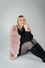 girl in a fur coat