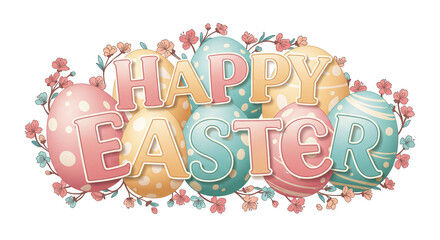 Easter word art with egg-shaped typography 