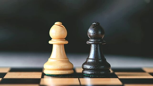 Chess pieces confrontation on a chessboard