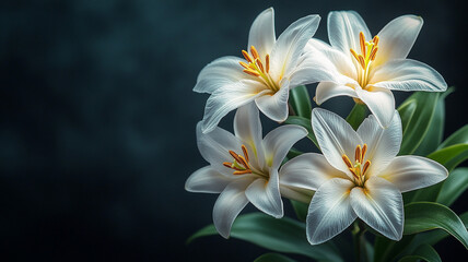 Fototapeta premium White lilies. Bouquet of white lilies.