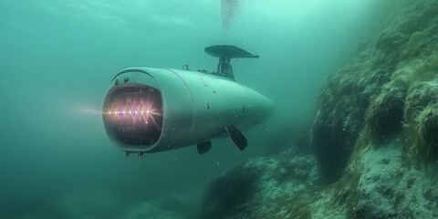 Fototapeta premium An uncrewed submarine. Generative AI