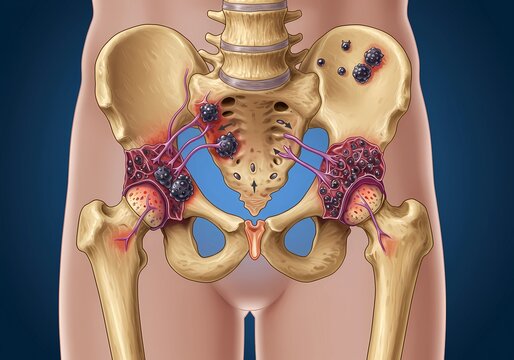 Medical Illustration: Metastatic Bone Cancer in the Pelvis
