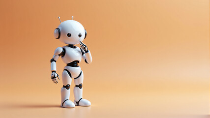 Fototapeta premium Cute Robot with Thoughtful Expression