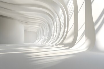 Naklejka premium Abstract white tunnel or corridor with light and shadows creates a surreal effect.