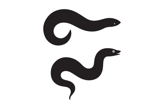 Eel Silhouette Vector Clipart Sea Creature Fish Outline Graphics