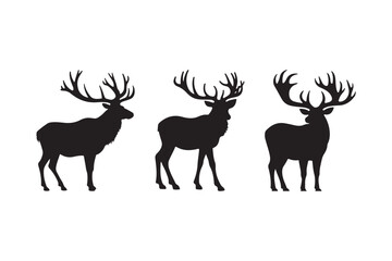 Elk Deer Silhouette Vector Clipart Antler Wildlife Animal Graphic Art