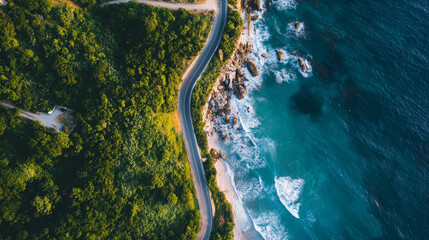 Aerial perspective of seaside scenery