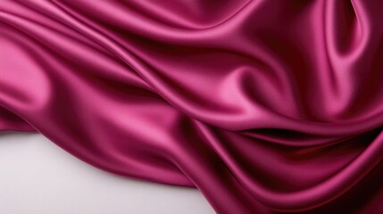 Fototapeta premium Luxurious magenta satin fabric draped in elegant folds, smooth texture and rich color, close-up composition with soft lighting, and fashion and design concept.