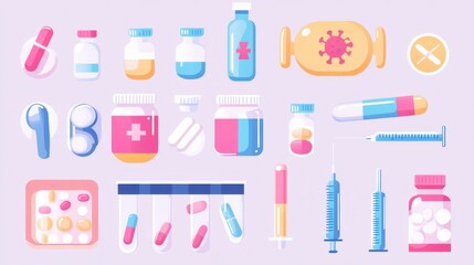 Colorful Medicine and Healthcare Icons on Soft Background