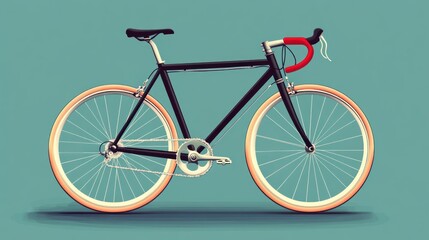 Artistic rendition of a single-speed bicycle with retro styling elements