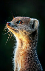 Fototapeta premium close-up of a mongoose with detailed fur texture, ideal for educational materials, wildlife documentaries, animal-themed designs, or conservation awareness campaigns