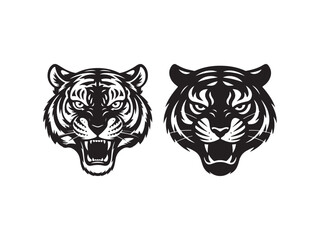 Obraz premium silhouette tiger head vector isolate on white background