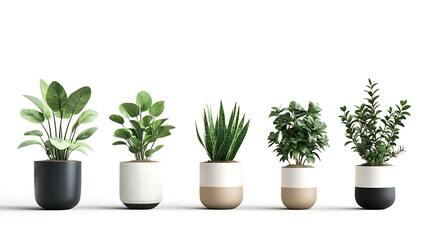 Obraz premium Elegant Mix of Indoor and Outdoor Potted Plants for Green Interior Design and Home Decor
