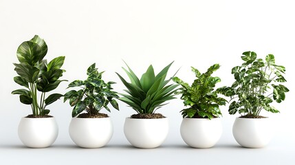 Fototapeta premium Elegant Mix of Indoor and Outdoor Potted Plants for Green Interior Design and Home Decor