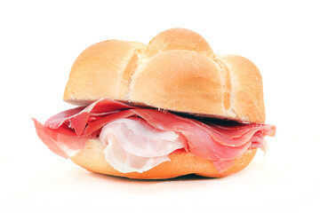panino italiano con prosciutto crudo, Italian sandwich with raw ham
