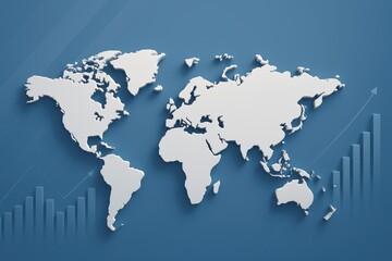 Global Growth World Map Illustrating Economic Expansion