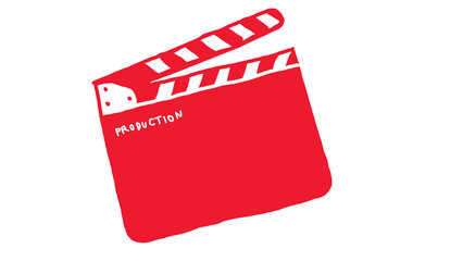 Naklejka premium Red Clapper board on transparent background.Illustration and graphic