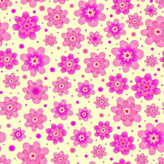 Abstract simple floral background. Decorative flowers. Seamless vector pattern.