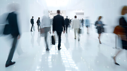 Blurred Business People Walking at a Trade Show or Conference