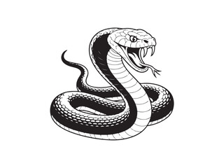 Fototapeta premium vector-style illustration of a cobra snake in a striking pose