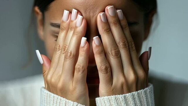 Close-up of a person experiencing hyperventilation during a panic attack