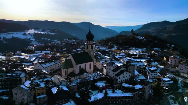 Panorama of the Dolomites and the villages of Alto Adige. Fi&eacute; allo Sciliar