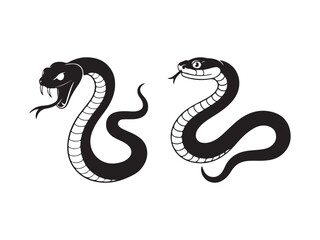 Fototapeta premium different type of silhouette snake vector isolate on white background
