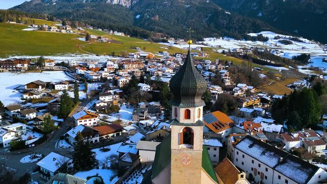 Panorama of the Dolomites and the villages of Alto Adige. Fi&eacute; allo Sciliar