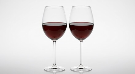 Two Glasses Red Wine Soft Light Studio Shot. AI Generated