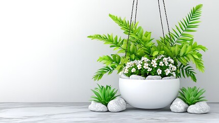 Obraz premium Minimalist Hanging Planter with Soft Fabric Texture for Modern Interior Design