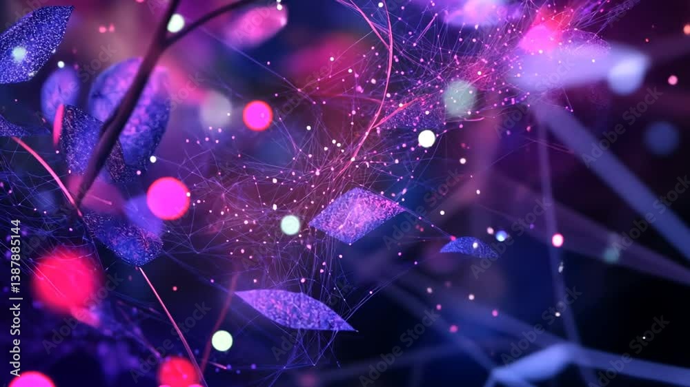 Poster digital cyberspace with particles and network connections visual generative ai