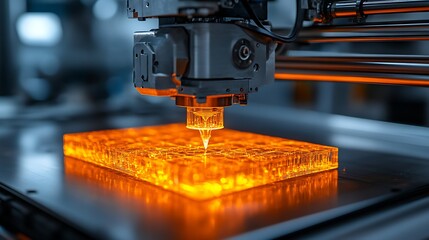 Advanced 3D Printing Process in High-Tech Manufacturing Facility