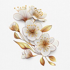 Elegant Floral Design featuring Delicate Flowers and Leaves Artwork