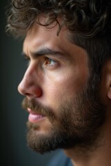 Obraz premium Close-up of man’s stubbled face highlighting skin texture and short coarse hairs