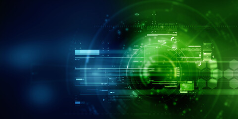 2d illustration Abstract futuristic electronic circuit technology background