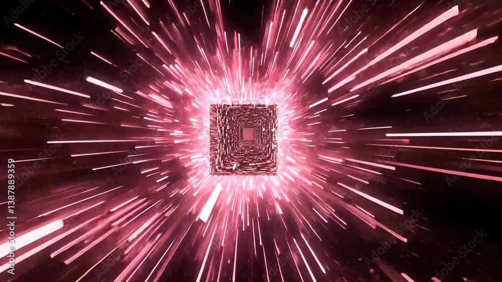 Poster exploring digital cyberspace with vibrant particles and data networks generative ai