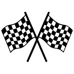Two crossed checkered flags represent racing finish line.