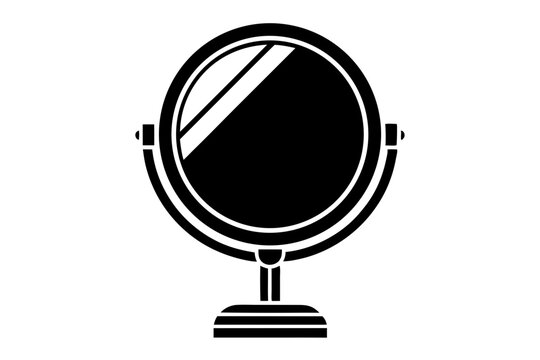 recommend clip art: View an oval vanity mirror silhouette for beauty and reflection.