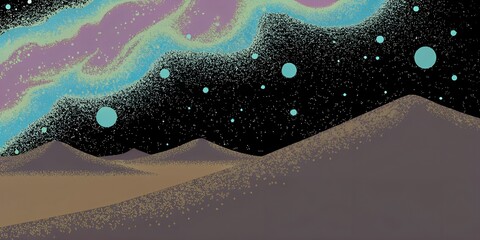 Unreal cosmic dunes abstract wallpaper with copy space