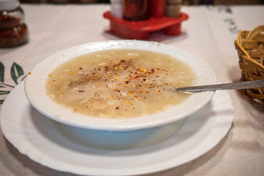Patsas. &Alpha; traditional Greek dish  that is also found in the Balkans, Eastern Europe and the Middle East.
Its origin is lost in ancient Greece in the black broth of the Spartans.