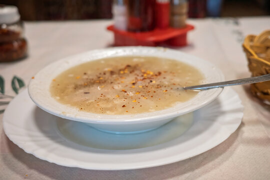 Patsas. &Alpha; traditional Greek dish  that is also found in the Balkans, Eastern Europe and the Middle East.
Its origin is lost in ancient Greece in the black broth of the Spartans.