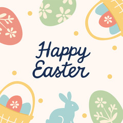 Colorful Happy Easter Greeting Card Design