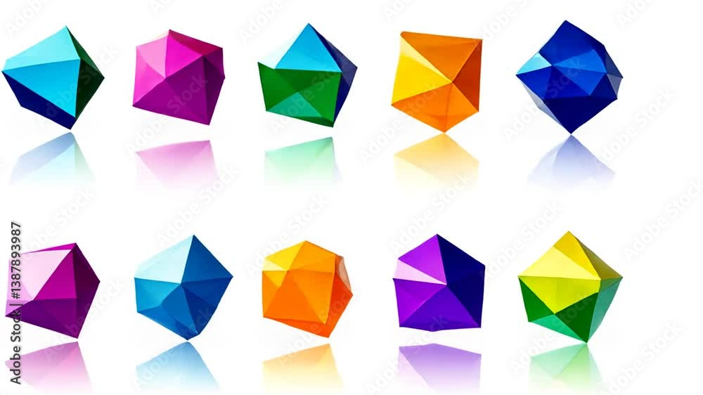 Poster arrow icon set for scrolling direction with colorful geometric shapes generative ai
