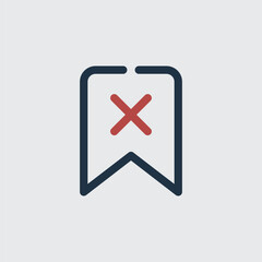 Illustration of a Red Cancel Symbol Within a Bookmark Icon