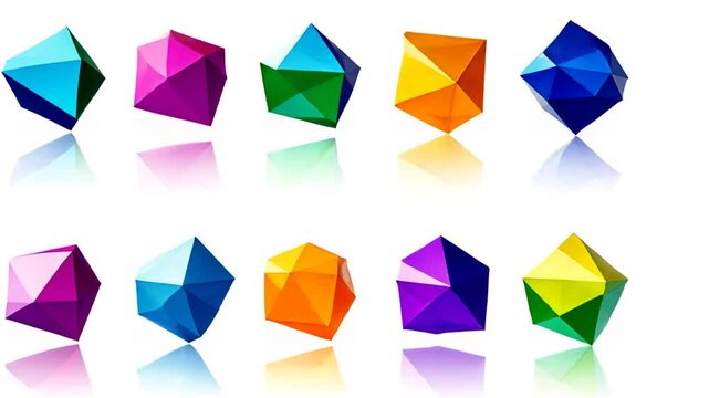 Arrow Icon Set for Scrolling Direction With Colorful Geometric Shapes Generative AI
